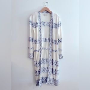 LOFT long Cardigan , Size Small , off white and blue